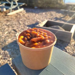 baked beans in container